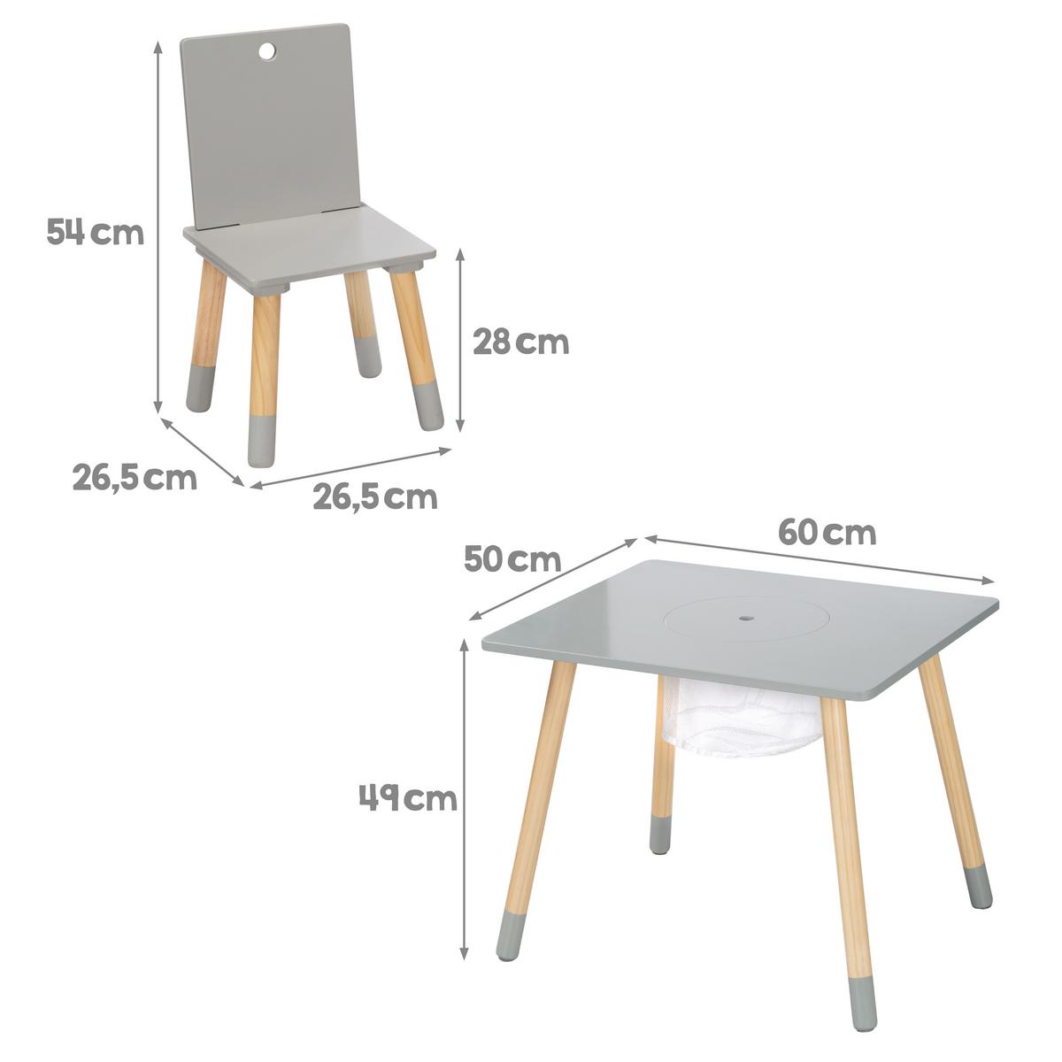 SITZGRUPPE mit Aufbewahrungsnetz - Naturfarben/Grau, Holzwerkstoff/Textil (60/54/50cm) - Roba