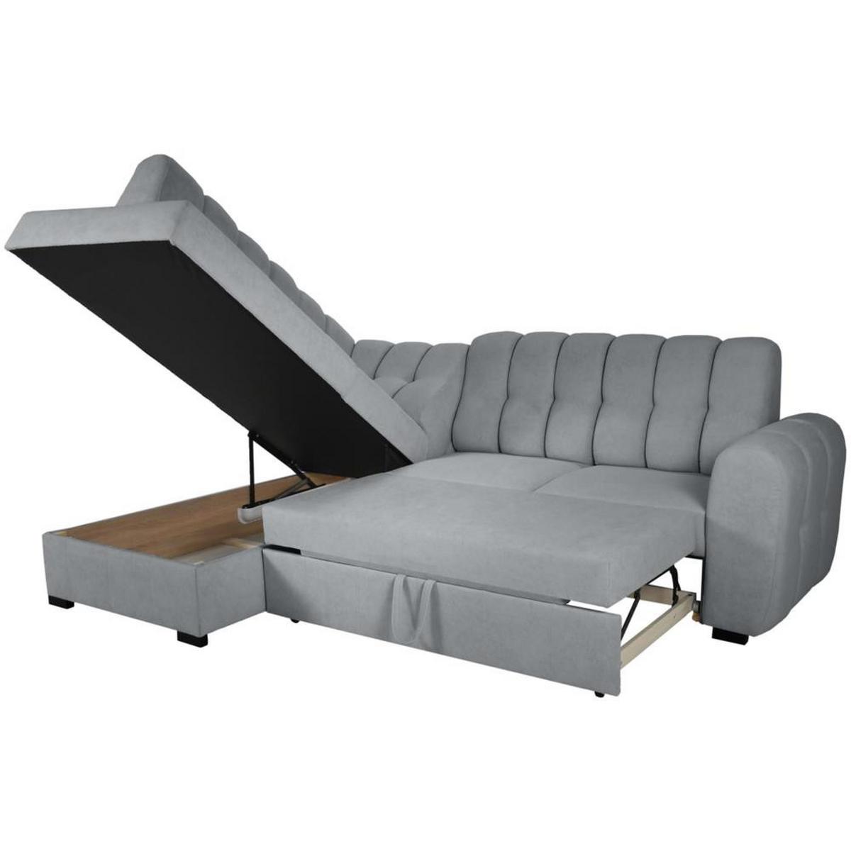 ECKSCHLAFSOFA Zoja links grau - Schwarz/Grau, Textil (261/193cm) - Beautysofa