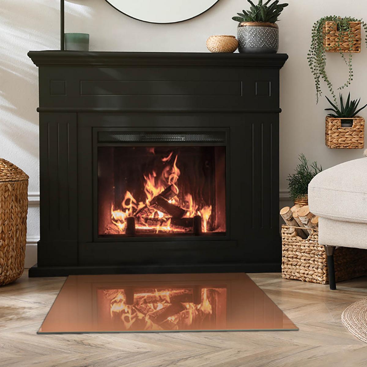 GLASPLATTE für Kamin 80x60 cm - Braun, Glas (80/60/0.4cm) - TULUP