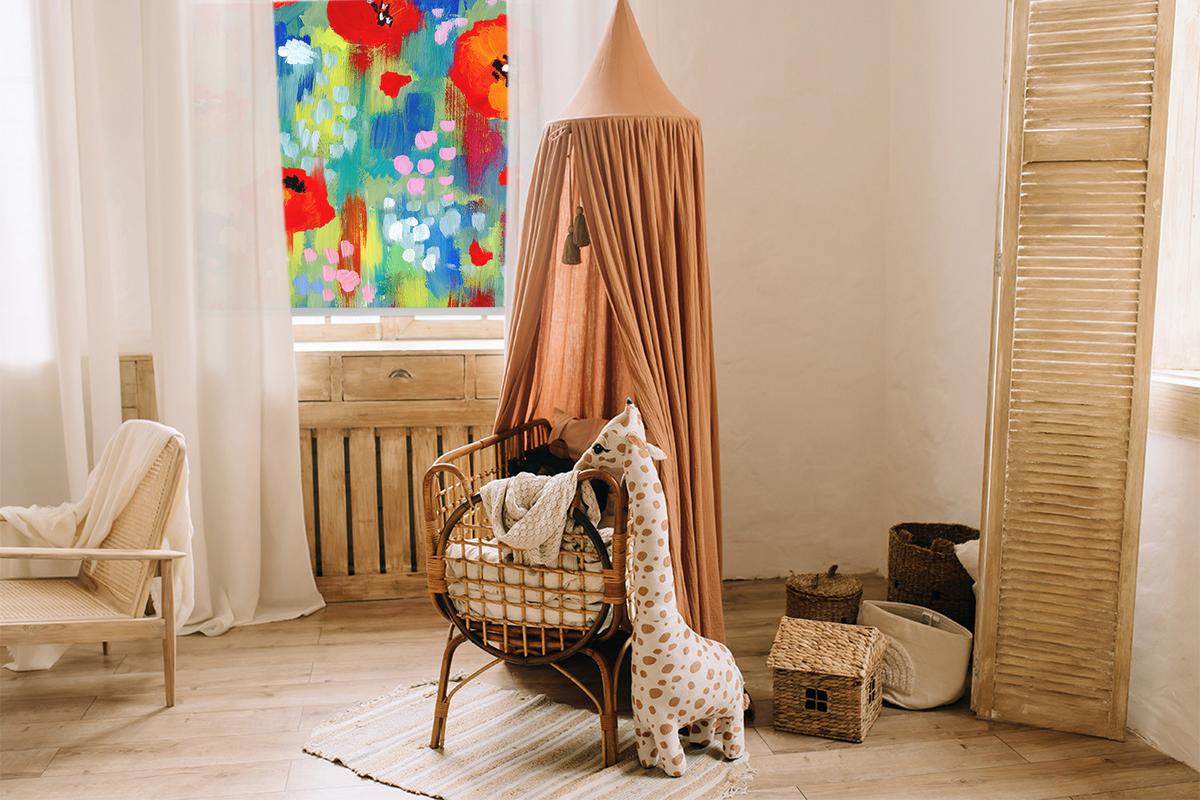 INNENROLLO - Fensterrollo - Rollo - 120x140 cm - Mohnwiese - Grün, Kunststoff (120/140/0.5cm) - TULUP