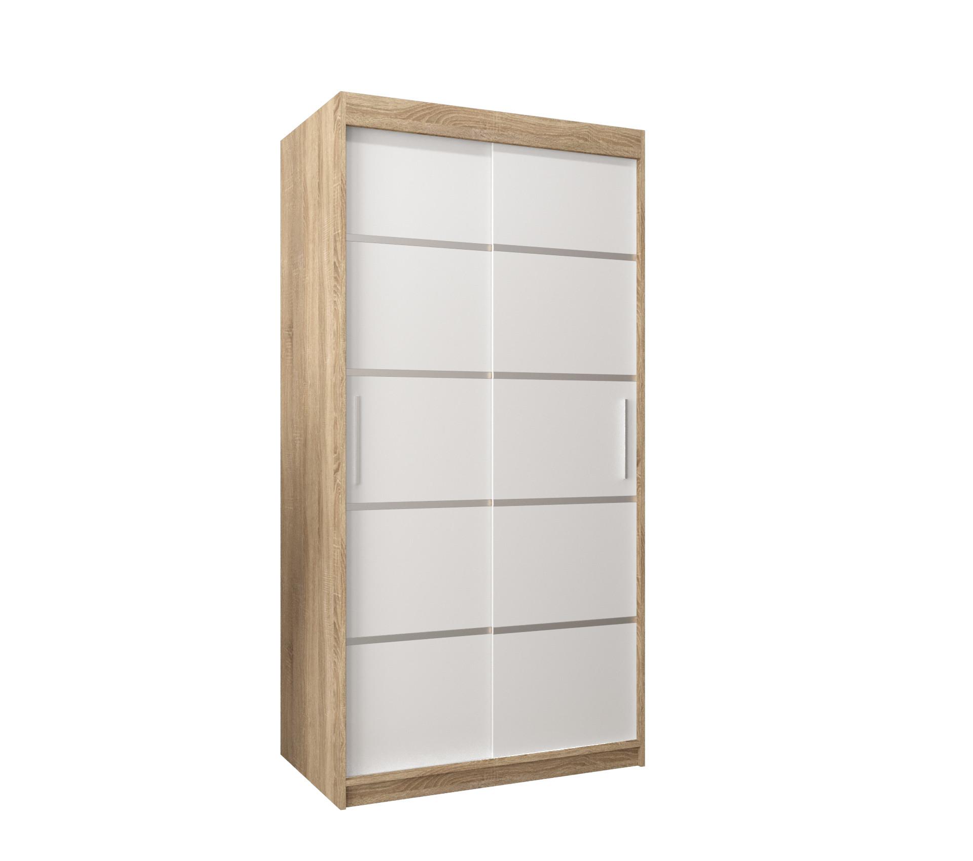 SCHWEBETÜRENSCHRANK 200/100/62 2-türig - Silberfarben/Weiß, Holz/Kunststoff (100/200/62cm) - MÖBEL KRYSPOL