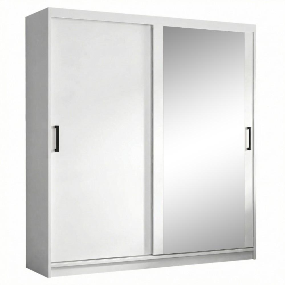 SCHWEBETÜRENSCHRANK Hela mit 2 Türen. 180 cm, Weiß - Weiß, Holzwerkstoff (180/205/60cm) - Beautysofa