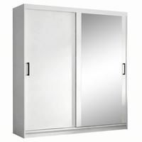 SCHWEBETÜRENSCHRANK Hela mit 2 Türen. 180 cm, Weiß - Weiß, Holzwerkstoff (180/205/60cm) - Beautysofa