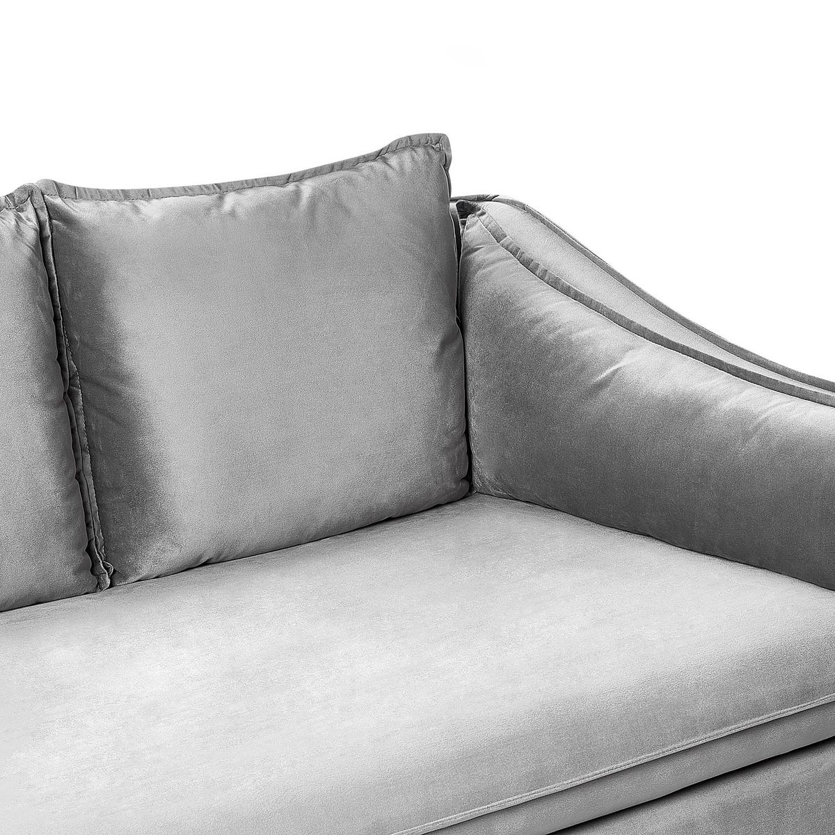 4-SITZER-SOFA Samtstoff Hellgrau Aure - Hellgrau, Textil (342/77/106cm) - Beliani
