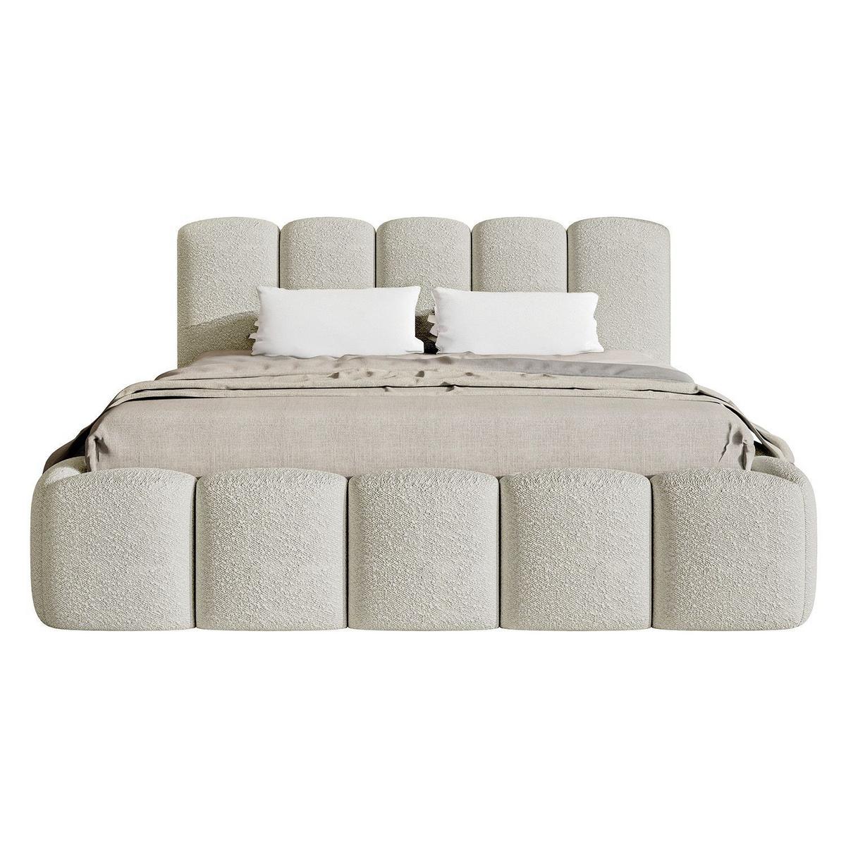 POLSTERBETT Catania 180/200 cm Beige Bouclé inkl Matratze - Beige, Textil (180/200cm) - Juskys