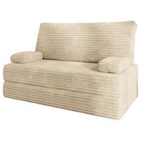 BETTSOFA LADIA aus Schaumstoff Cordstoff Creme Schlaffunktion - Creme, Textil (140/86/60cm) - MASSENO