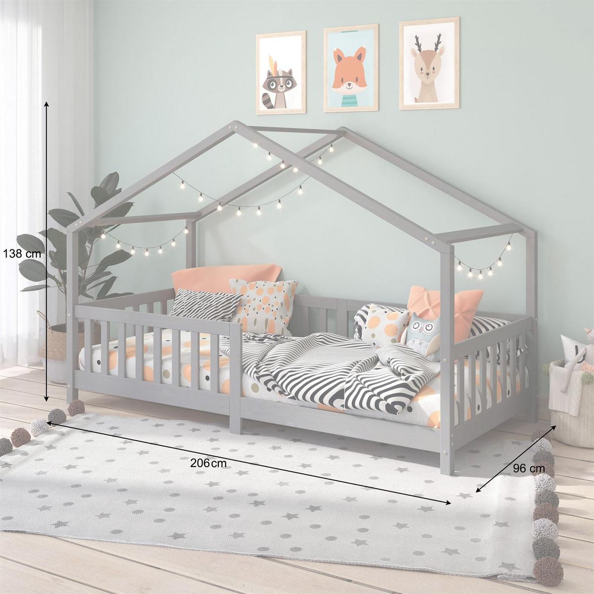 HAUSBETT LISAN 90x200 cm grau - Grau, Holz (96/138/206cm) - IDIMEX