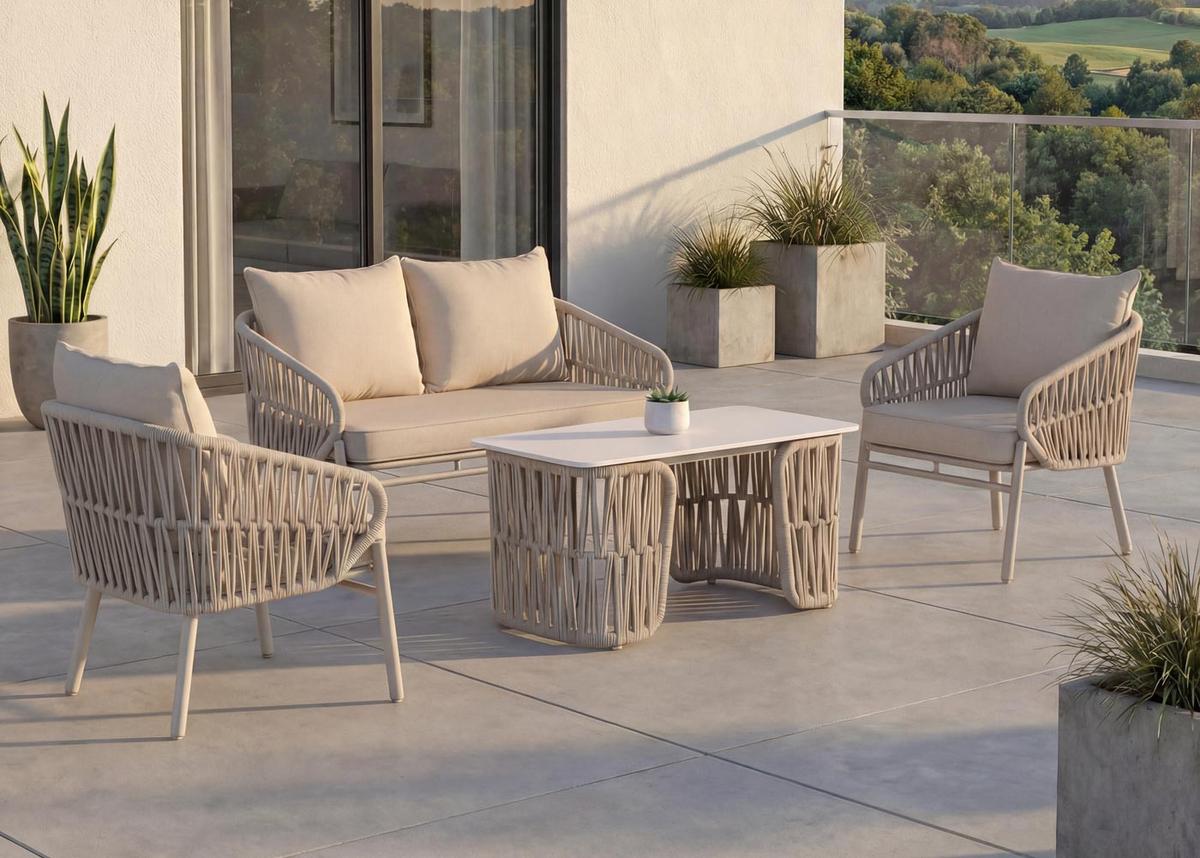 GARTENBANK Cremeweiß - Weiß, Metall (116/83/65cm) - MCW