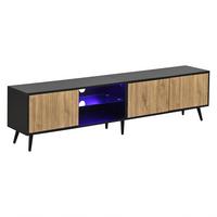 TV-LOWBOARD für 75-zoll tv, holzoptik & schwarz, led-beleuchtung mit app-steuerung - Naturfarben, Holzwerkstoff (175/43.5/31cm) - Urban Meuble