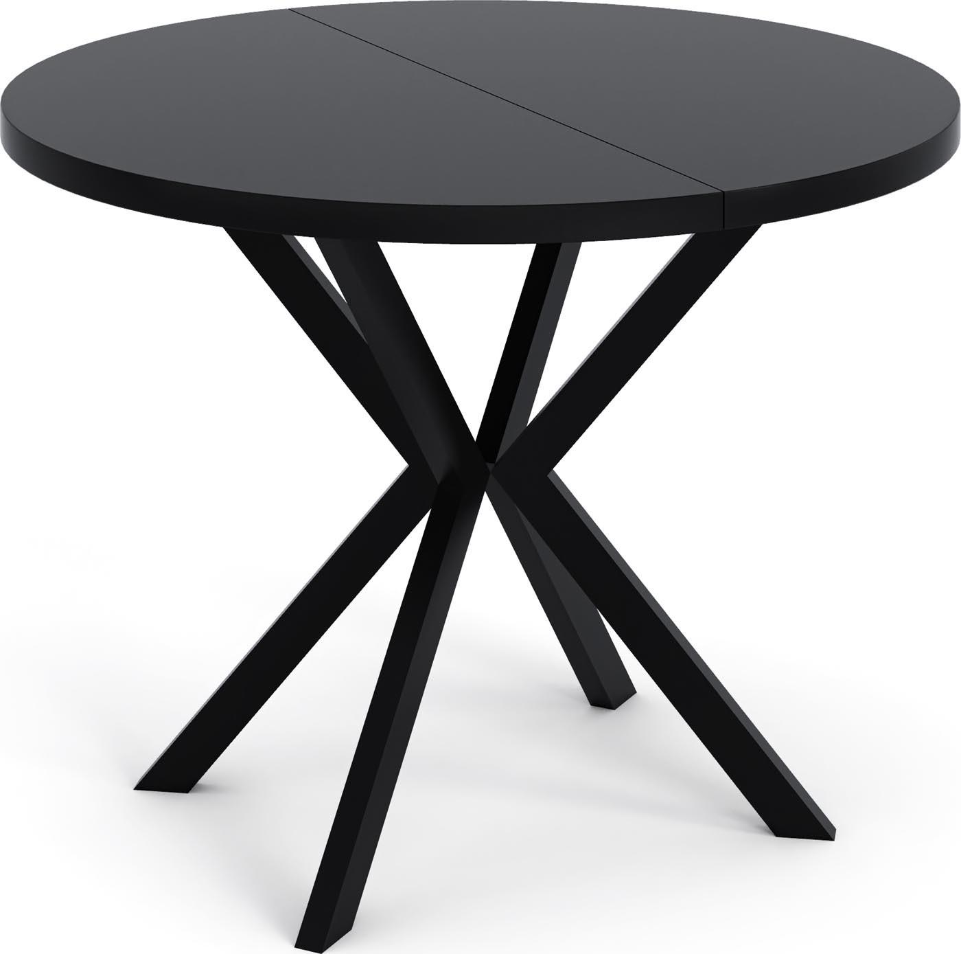 ESSTISCH Valeo runder ausziehbarer, Schwarz 100-180/100/76 cm - Schwarz, Holzwerkstoff/Metall (180/100/76cm) - WFL GROUP