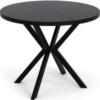 ESSTISCH Valeo runder ausziehbarer, Schwarz 100-180/100/76 cm - Schwarz, Holzwerkstoff/Metall (180/100/76cm) - WFL GROUP