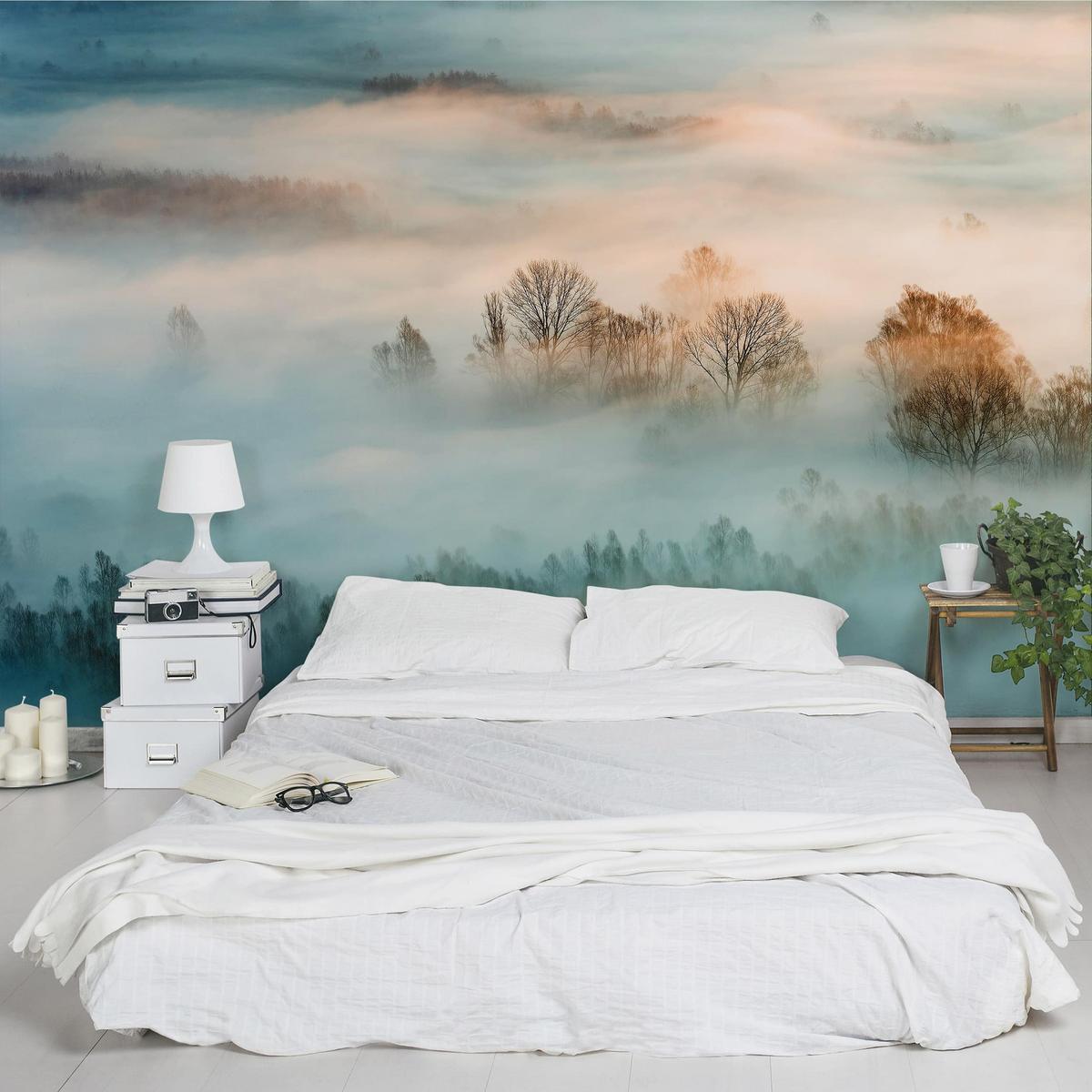 FOTOTAPETE Nebel bei Sonnenaufgang 288/190 cm - Eichefarben, Papier (288/190cm) - Bilderwelten