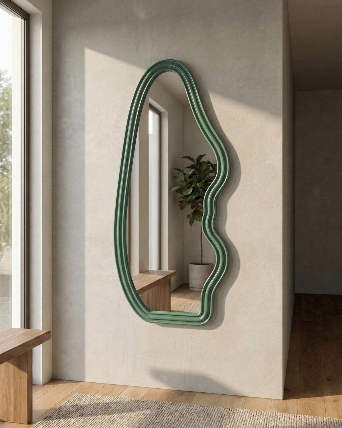 WANDSPIEGEL 68/160 cm Dunkelgrün Rocles - Dunkelgrün, Holz (68/160/3cm) - Beliani