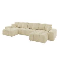 WOHNLANDSCHAFT ENIL-U 401x189x68 Beige Velours - Beige, Holzwerkstoff/Kunststoff (401/68/189cm) - ALTDECOR