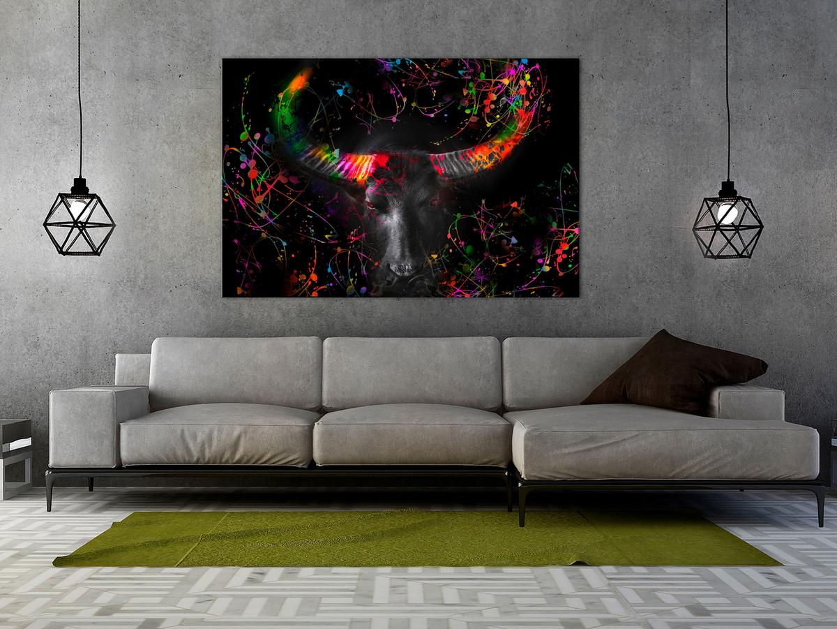 KUNSTDRUCK Schwarz 120/80 cm - Multicolor/Schwarz, Textil (120/80cm) - KUNSTLOFT