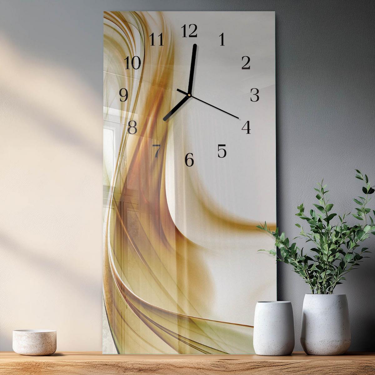 WANDUHR aus Glas 30x60 cm - Abstraktion - Braun, Glas (30/60/0.4cm) - TULUP