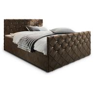 BOXBETT MANDI 160x200 cm mit Matratze und Topper - Braun - Braun, Holz (160/200cm) - MASSENO