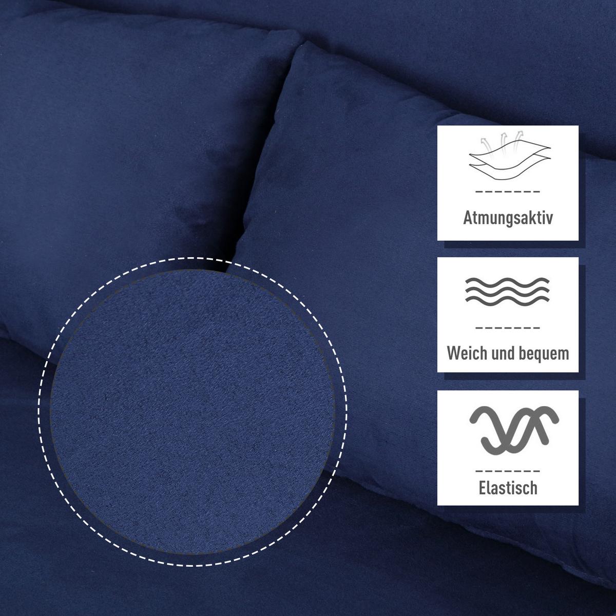 2-SITZER Sofa mit Schlaffunktion, Schlafsofa mit Verstellbarer Rückenlehne, Blau - Blau/Silberfarben, Textil/Metall (80/78/111cm) - HOMCOM