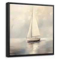 LEINWAND Bilder mit Rahmen - Segelschiff - Meer - Bewölkt - 20x20 - Creme, Textil (20/20cm) - MuchoWow