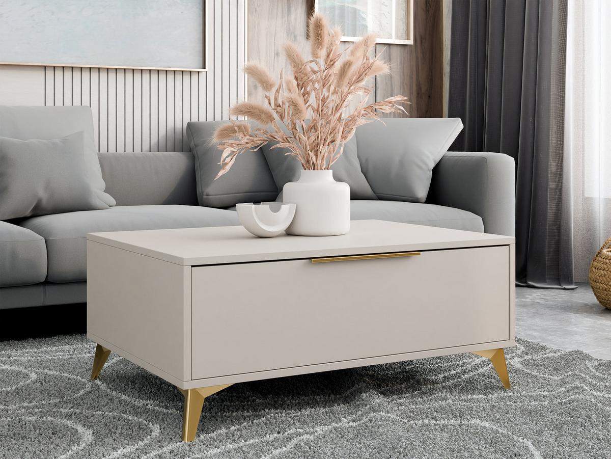 COUCHTISCH Xylix 1SZ - Beige/Goldfarben, Holzwerkstoff/Metall (75/104/45cm) - MIRJAN24