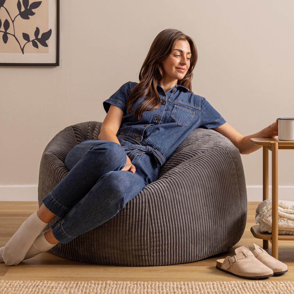 SITZSACK Cord Kingston XXL - Anthrazit, Textil (92/52/92cm) - icon
