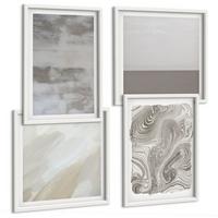 BILDER SET 4er Set - 50x50 cm & 40x60 cm Weißer Rahmen - Industriedesignstrukturen - Weiß, Kunststoff (50/50cm) - TULUP