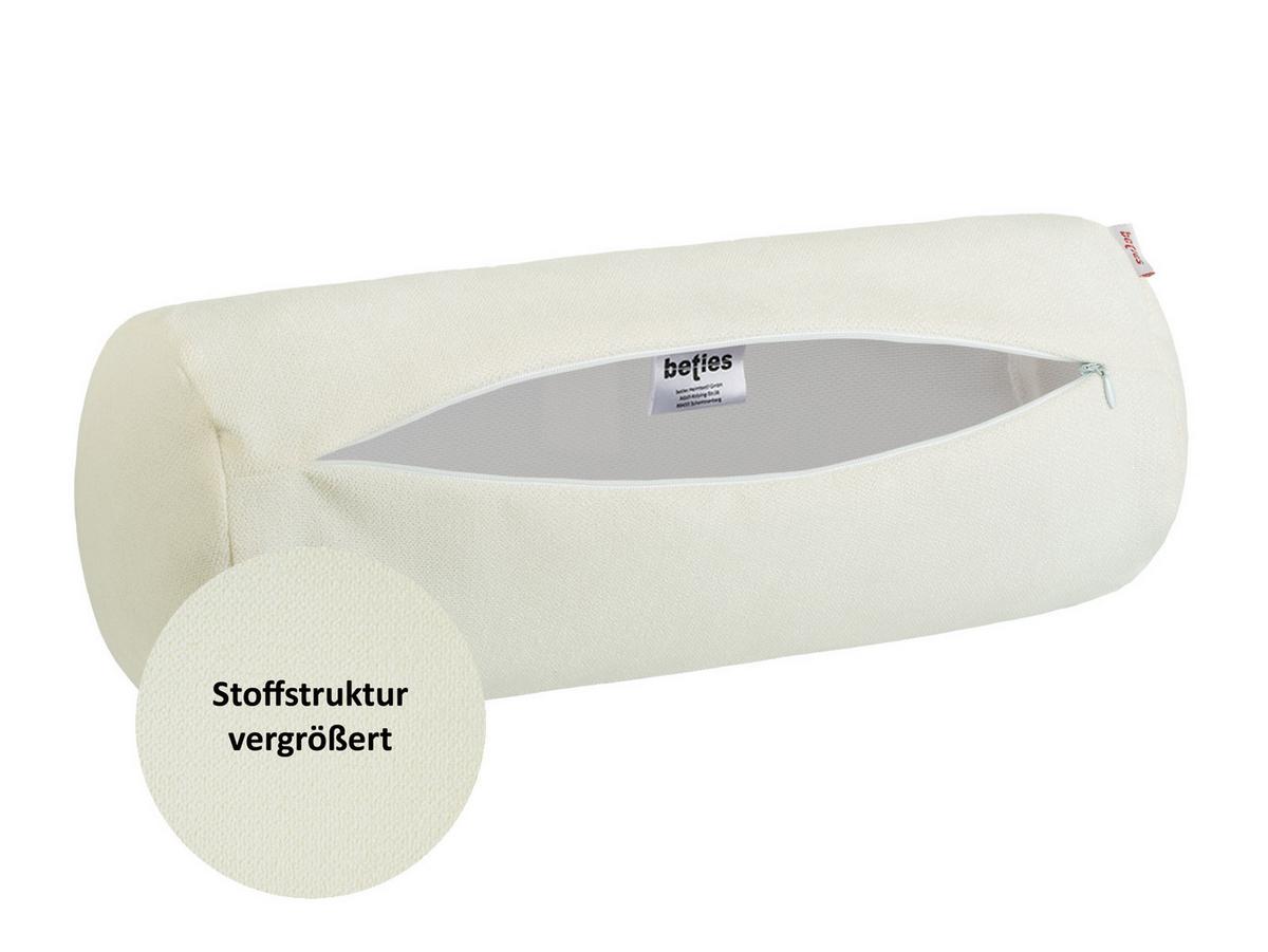 NACKENROLLENHÜLLE FarbTon Chenille-Haptik sahne-weiß 40/15 cm - Ecru, Textil (15/40cm) - beties Heimtextil