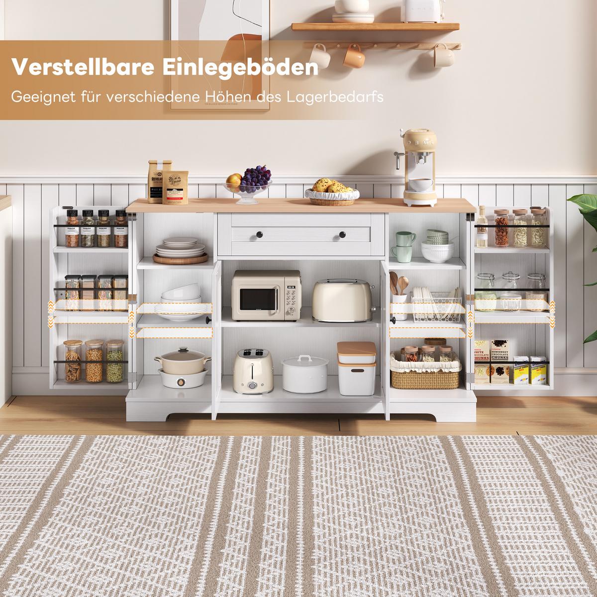 SIDEBOARD mit Schublade & Regaltüren, Natur/Weiß – Viel Stauraum, modernes Design - Weiß, Holzwerkstoff (138/85/40cm) - Urban Meuble