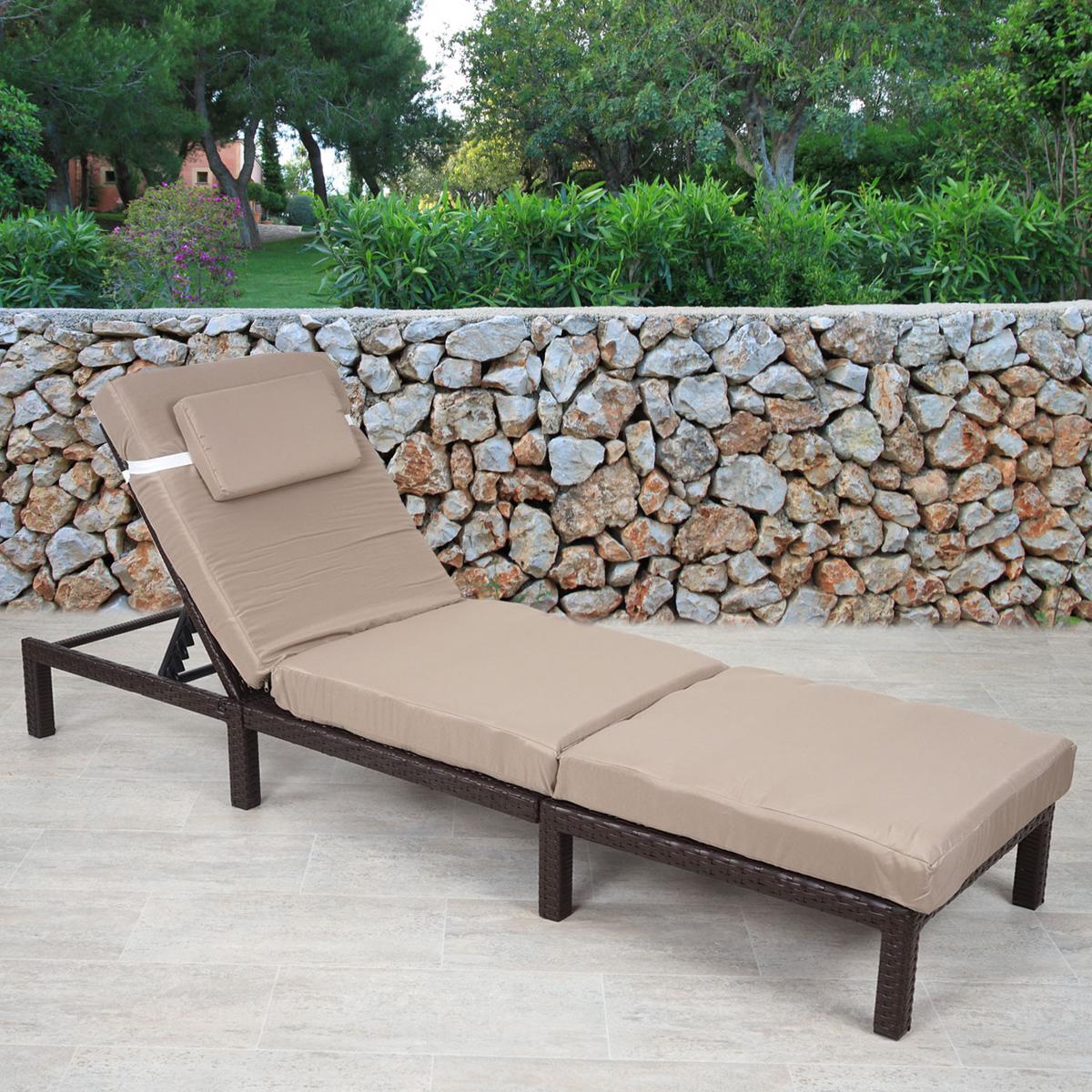 SONNENLIEGE Braun, Cremeweiß - Braun/Weiß, Kunststoff (60/71/198cm) - MCW