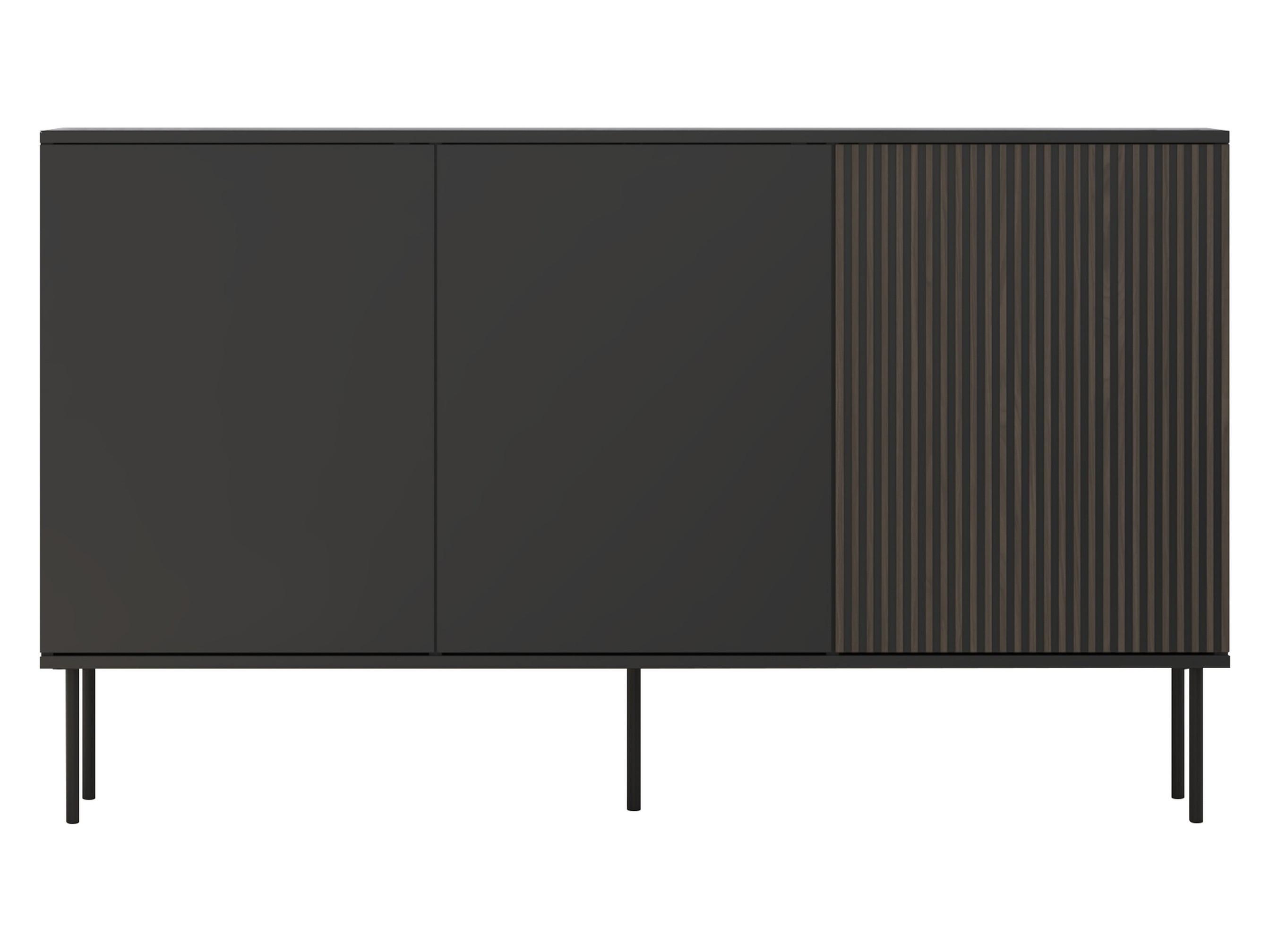 SIDEBOARD 150 3D Notte 01 - Nussbaumfarben/Schwarz, Holzwerkstoff/Metall (151/88/39cm) - MIRJAN24