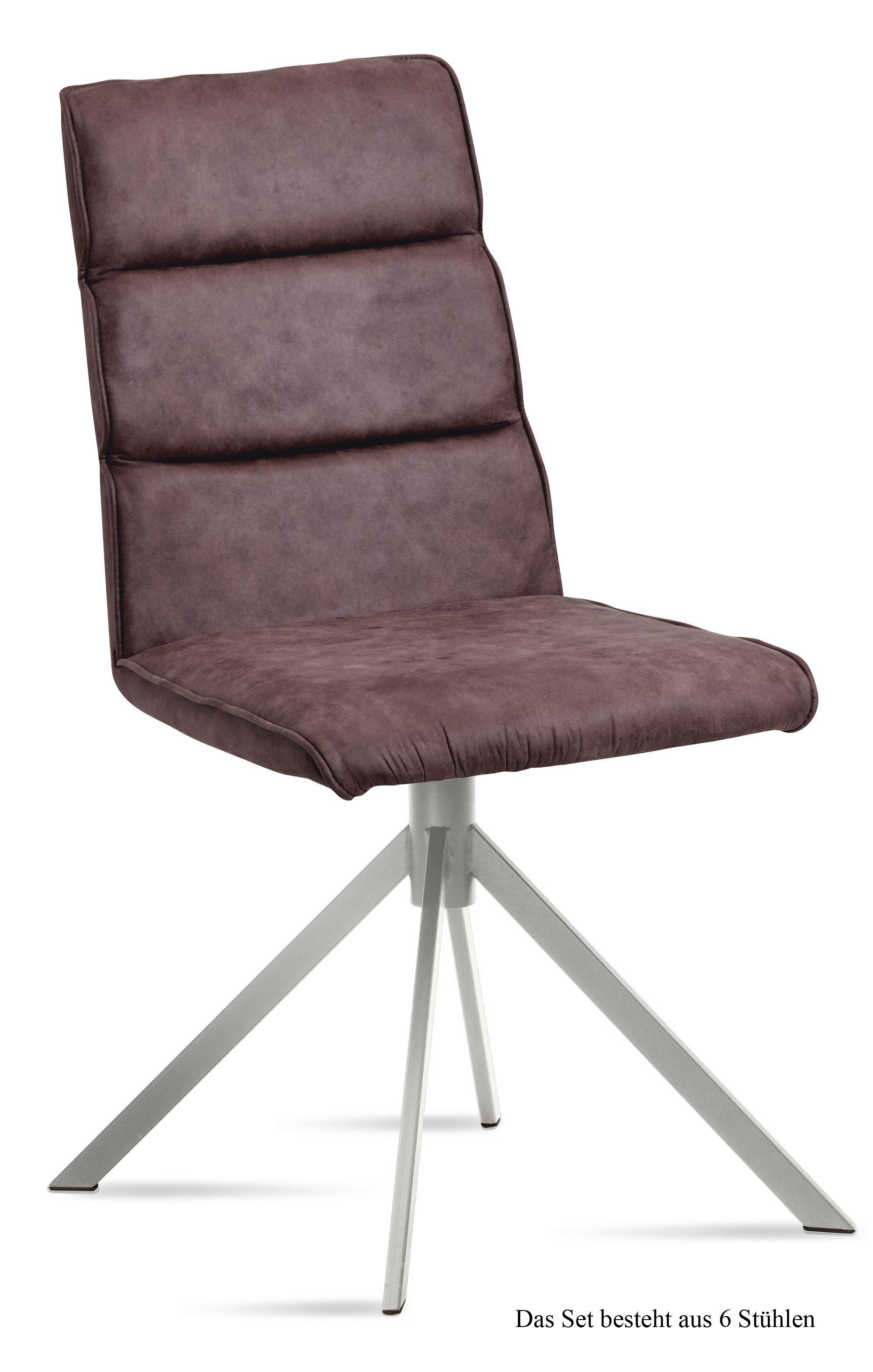 ESSZIMMERSTUHL (6er-Set) Dorkas 47x92x60 Edelstahl/Braun - Edelstahlfarben/Braun, Kunststoff (60/92/47cm) - 58aufmkessel