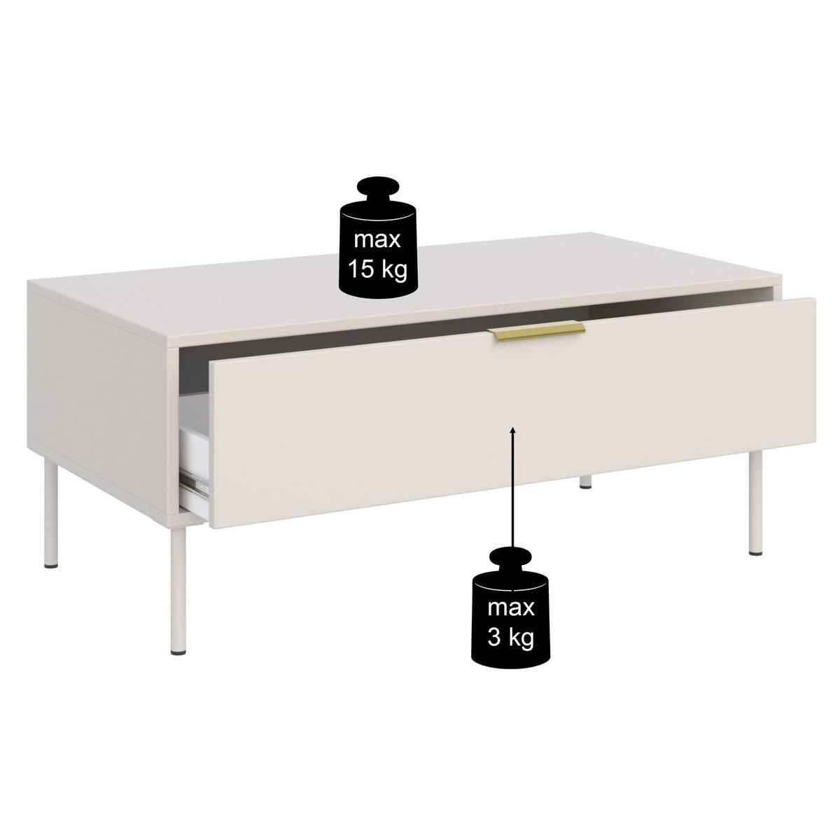 COUCHTISCH VENA kaschmir 100/50 cm - Taupe/Beige, Holzwerkstoff/Metall (50/100/44cm) - Selsey