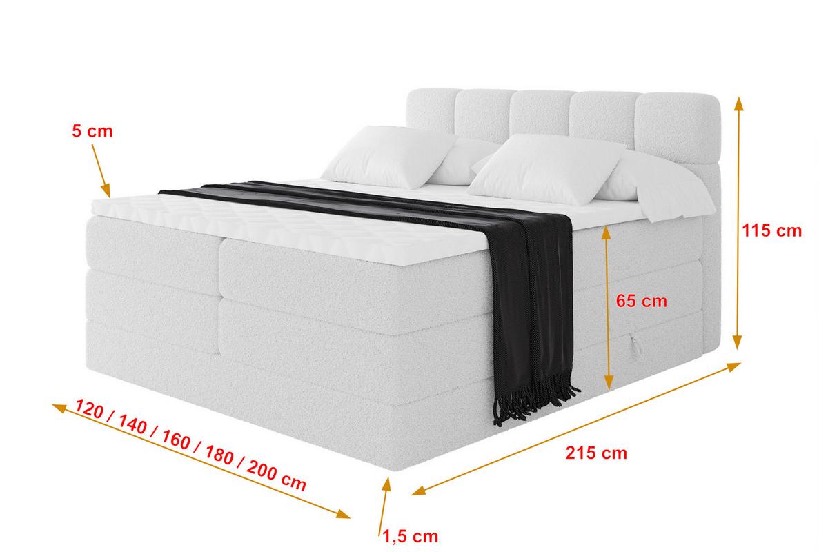 BOXBETT mit Matratze H3/H4 - FAMA KING - 200x200 cm Weiß Quelle - Weiß, Holzwerkstoff (200/200cm) - ALTDECOR