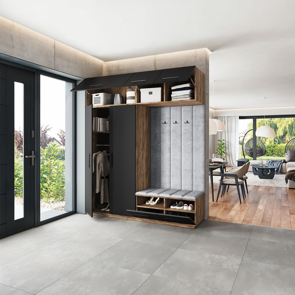 GARDEROBENSCHRANK REMA 200/240/60 cm Modern Eichefarben - Eichefarben/Hellgrau, Holzwerkstoff (200/240/60cm) - MASSENO