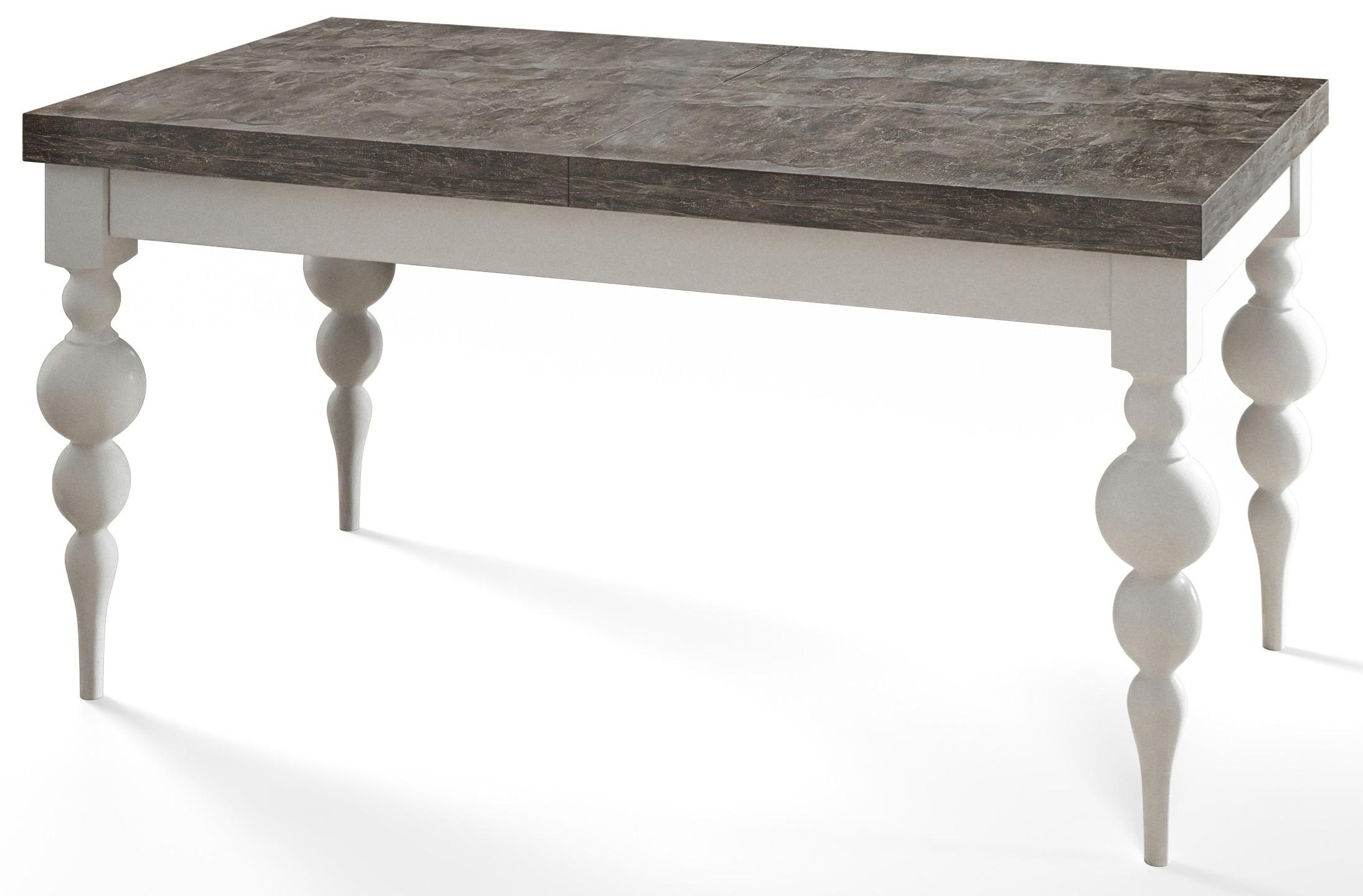 RECHTECKIGER Esszimmertisch LENA, ausziehbarer Tisch, Größe: 160-210X90X78,5 cm, Wohnzimmertisch Farbe: Dunkelgrau, mit Tischbeinen in Farbe Weiß - Dunkelgrau/Weiß, Holzwerkstoff (160/80/79cm) - Alpi-Möbel