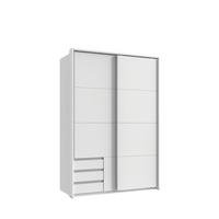 SCHWEBETÜRENSCHRANK 2-türig B138/H200/T65 cm, Passepartout-Kleiderschrank in Weiß mit sichtbaren Schubkästen / 22667 - Alufarben/Weiß, Holz/Holzwerkstoff (138/200/65cm) - luma-home