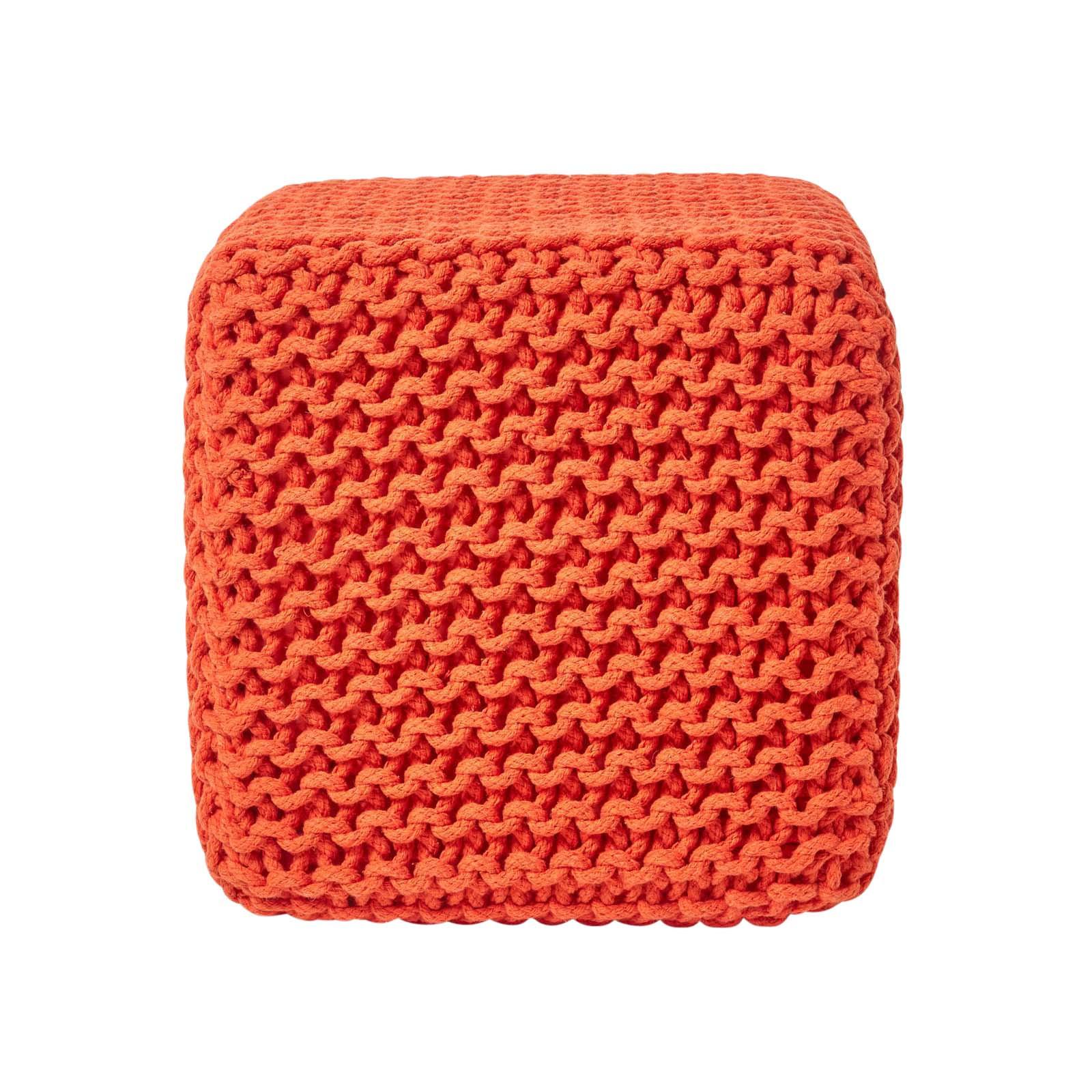 STRICK-POUF orange, Sitzwürfel 35/35/35 cm - Orange, Textil (35/35/35cm) - Homescapes