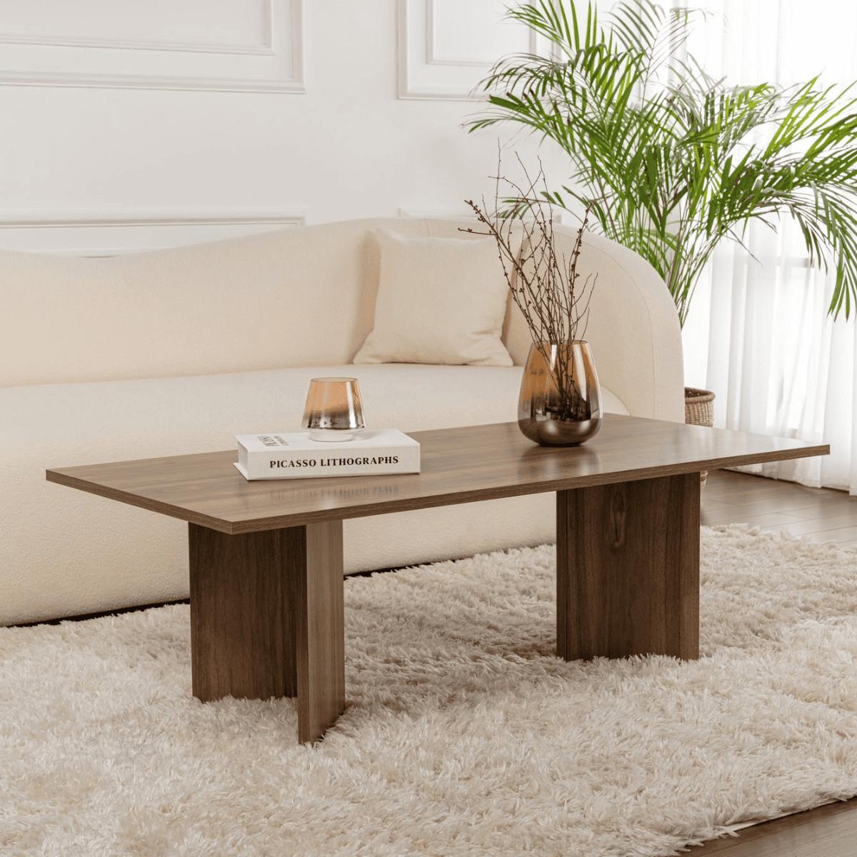 COUCHTISCH mit rechteckiger Platte 119/60/40 cm - Naturfarben, Holzwerkstoff (65/60/40cm) - Calicosy