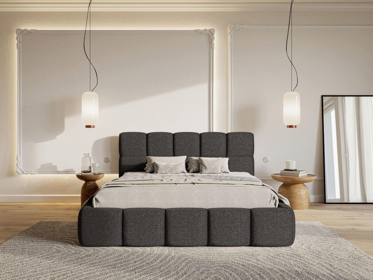 POLSTERBETT Cloudy Graphit Chenille, 120x200 cm - Graphitfarben/Schwarz, Kunststoff/Textil (120/200cm) - Selsey