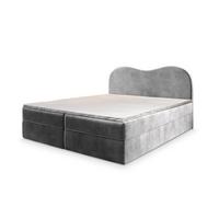 BOXBETT FLUVIA M 160x200 cm mit Matratze und Topper - Hellgrau - Hellgrau, Holz (160/200cm) - MASSENO