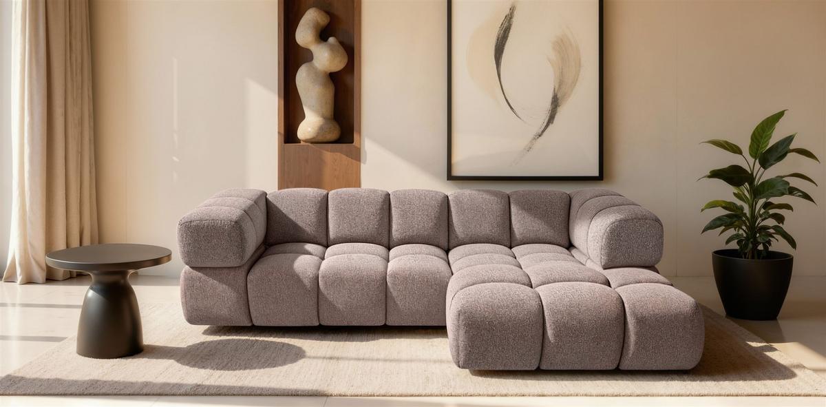 ECKSOFA Blanche In Puente - Violett, Holzwerkstoff/Textil (150/280cm) - Fun Möbel