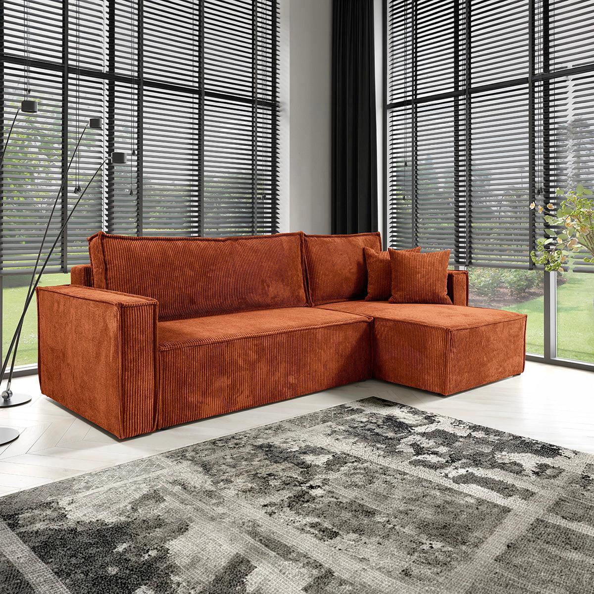 ECKSOFA Ezekiel 3 Sitzplätze Terracotta - Terracotta, Holz (236/145cm) - Petits-meubles