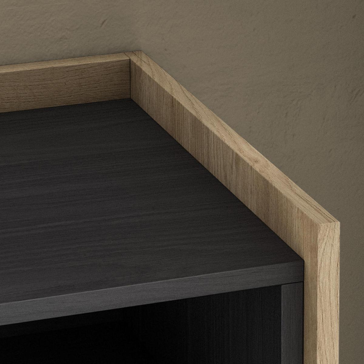 SIDEBOARD, Schwarz und Eiche, 156/37/80cm, Kamin mit Feuereffekt - Schwarz, Holzwerkstoff (156/80/37cm) - Skraut Home