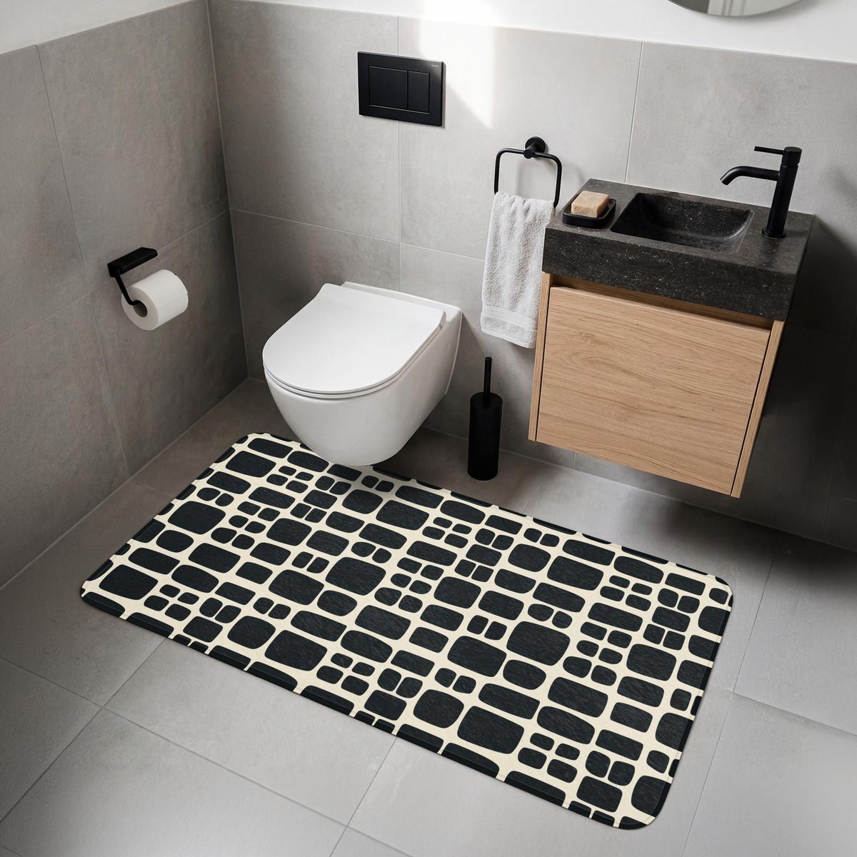 WC-VORLEGER Modern - Bio - Schwarz WC Teppich 120x60 cm - Anthrazit, Textil (120/1cm) - OnlyWow