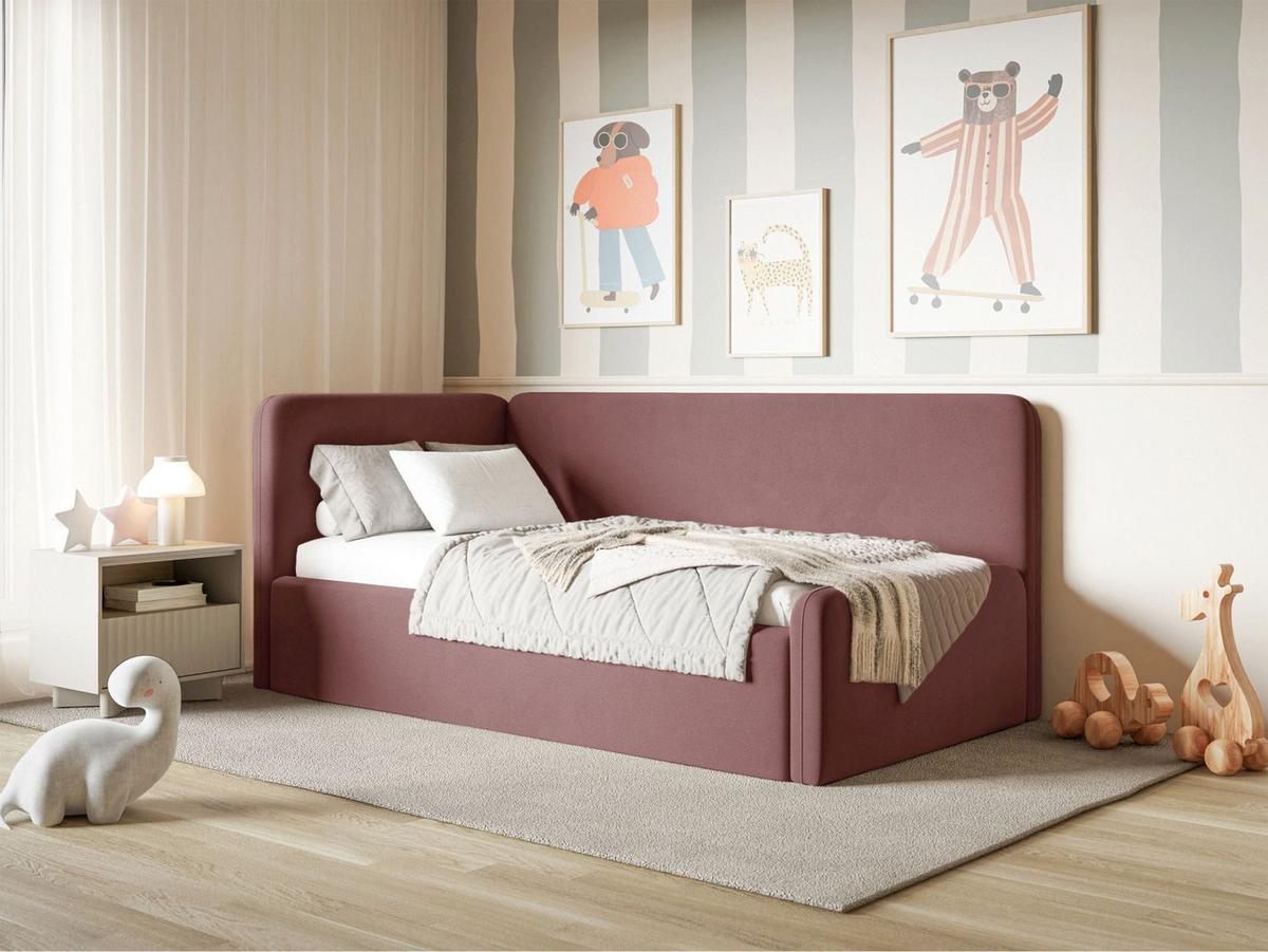 JUGENDBETT Fanko Samt Rosa 90x200 cm - Pink/Schwarz, Kunststoff/Textil (90/200cm) - Selsey