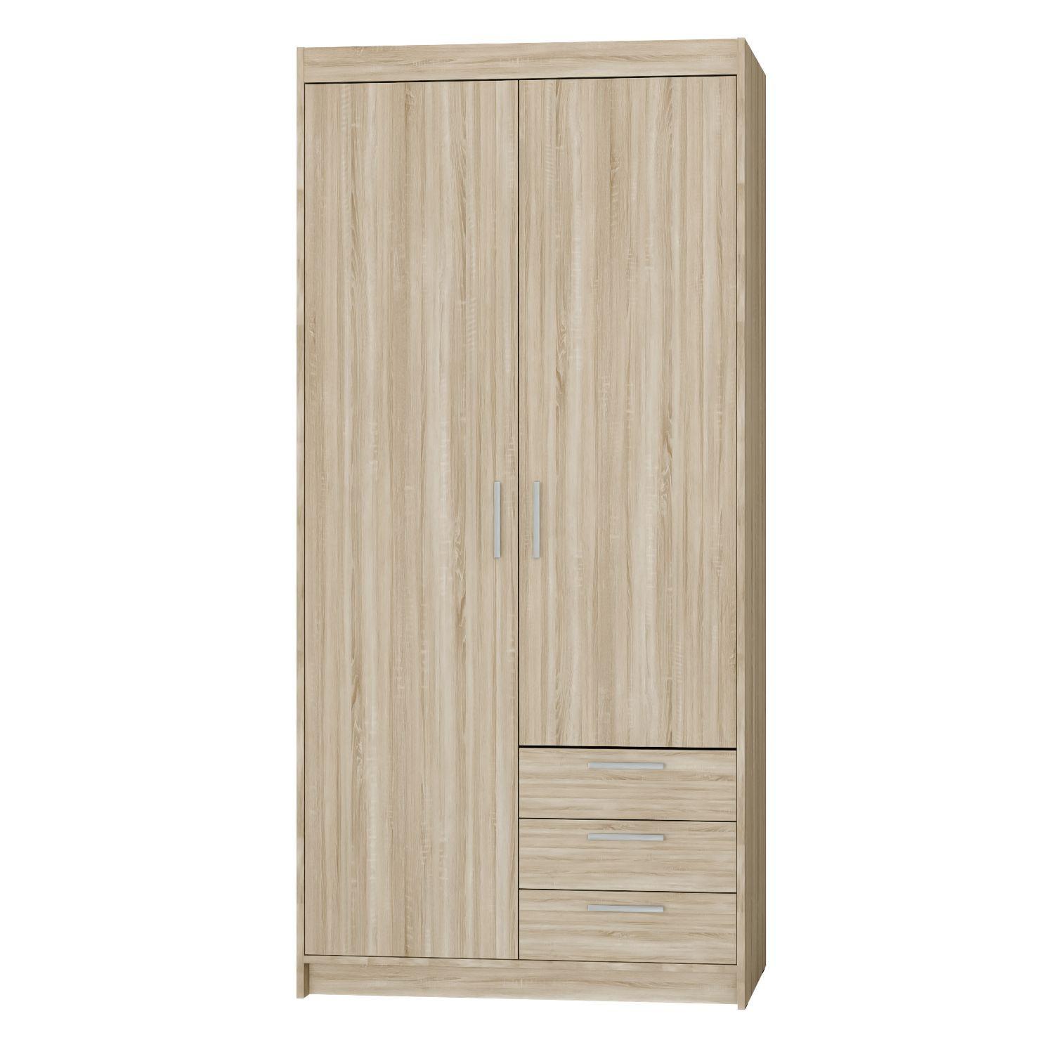 DREHTÜRENSCHRANK ELENORA 89,7/190,5/53cm 2-türig Sonoma Eiche - Sonoma Eiche, Holzwerkstoff (89.7/190.5/53cm) - MASSENO