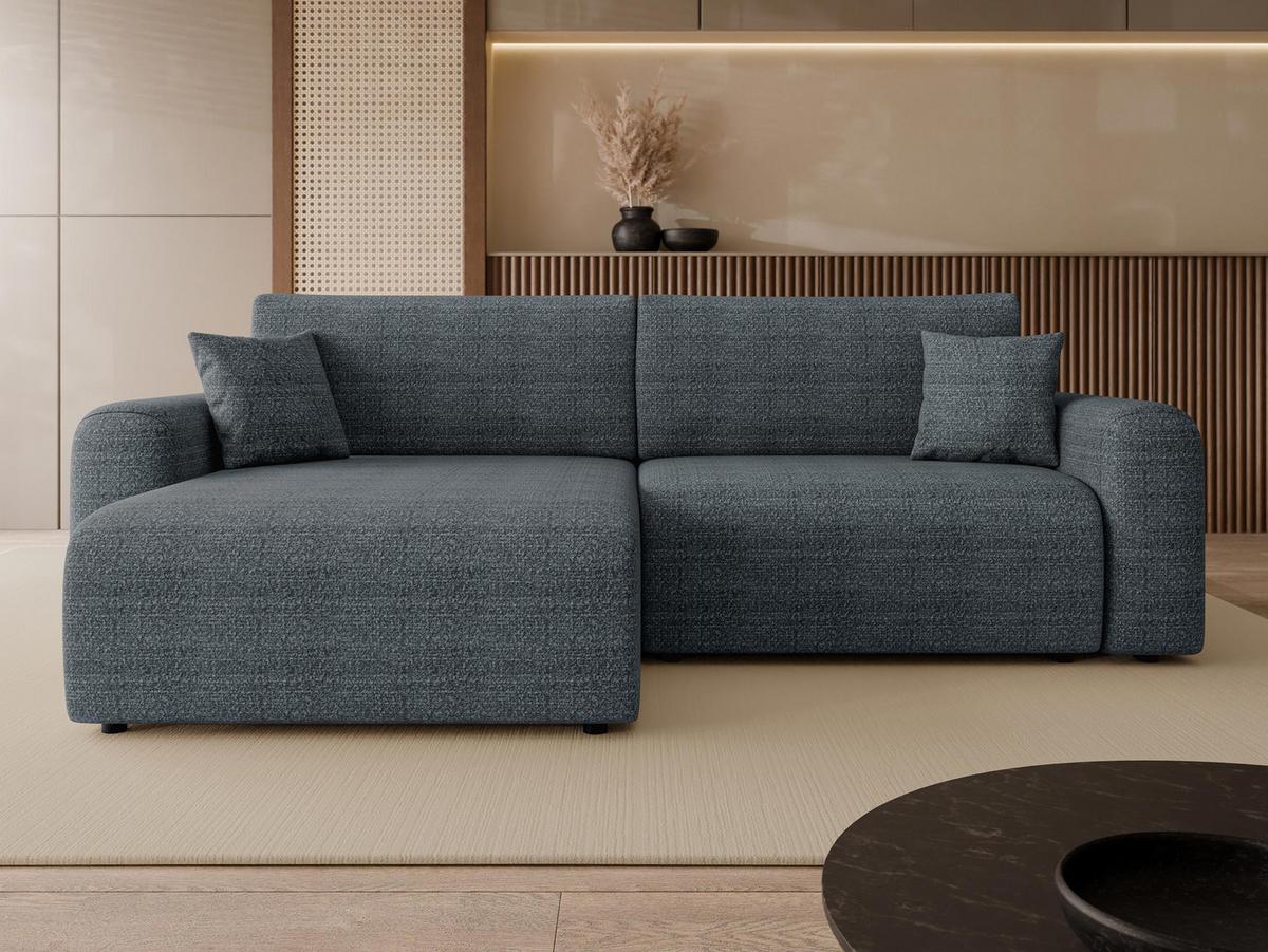 ECKSOFA Floryn L - Blaugrau/Schwarz, Holz/Kunststoff (245/145cm) - MIRJAN24
