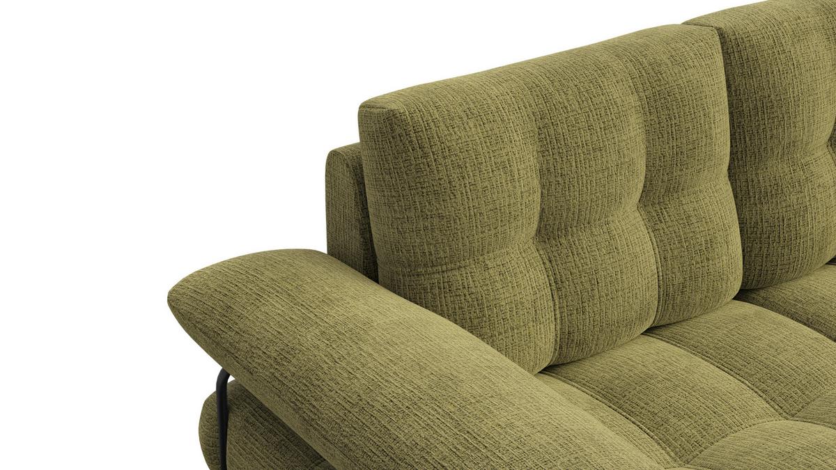 SOFA BUBBARA 2-Sitzer, olivgrün - Schwarz/Olivgrün, Holz/Textil (185/87/96cm) - Wozimo