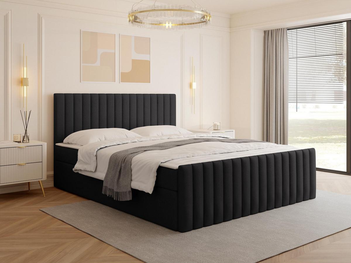 BOXBETT Tirulo Fix - H3 - Dunkelgrau/Schwarz, Holzwerkstoff/Kunststoff (160/200cm) - MIRJAN24