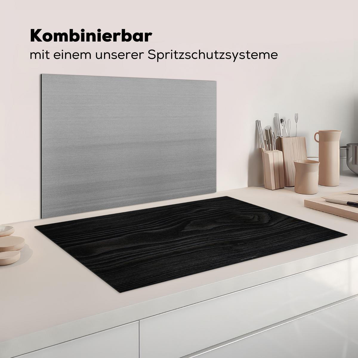 HERDABDECKPLATTE Schwarz - Holzoptik Ceranfeldabdeckung 85x52 cm - Schwarz, Kunststoff (85/52/0.2cm) - MuchoWow